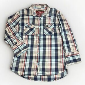 Women’s Superdry Plaid Button Down sz Large EUC